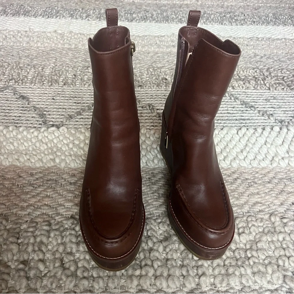 Coach Brady Booties Women Size 8 Brown Leather Wedge Ankle Boots Platform Casual - Picture 5 of 10